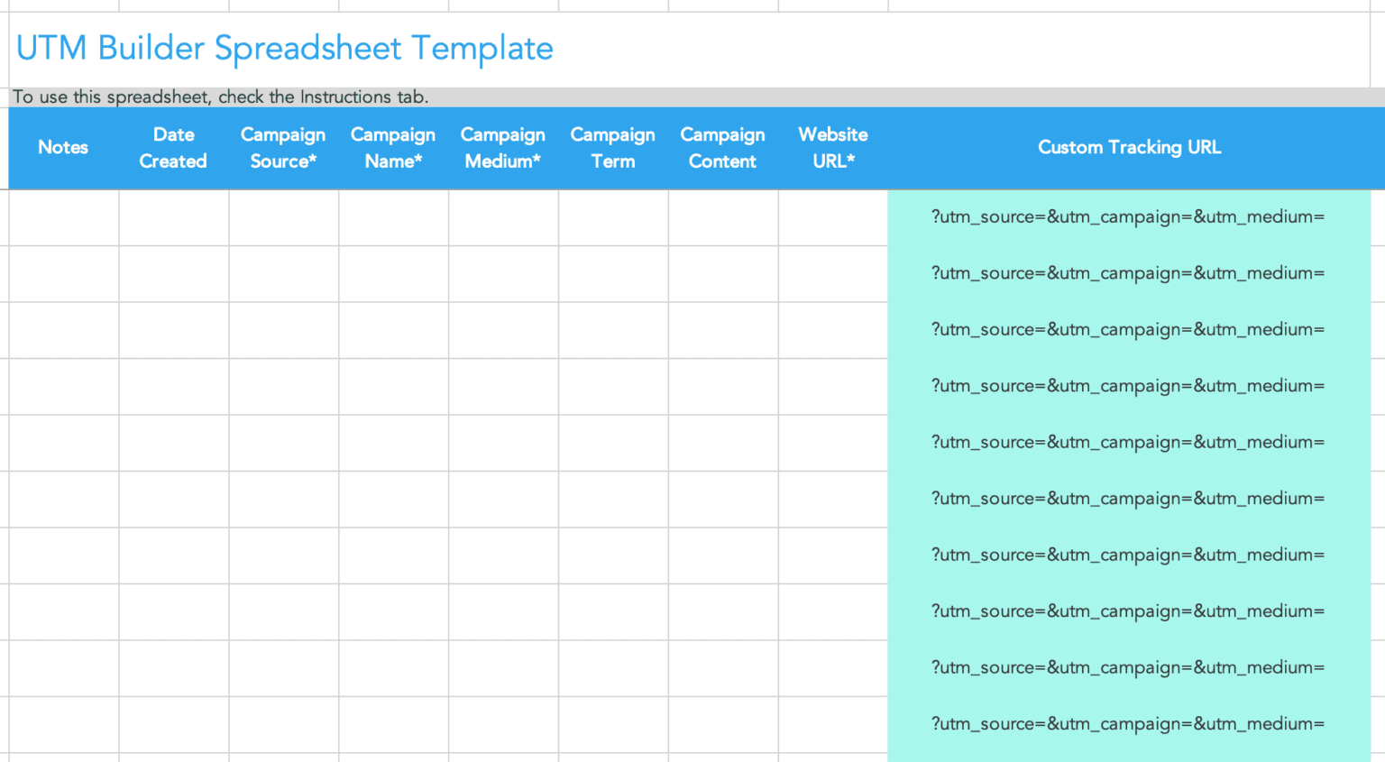 utm spreadsheet template