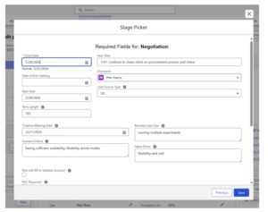 salesforce stage picker validation